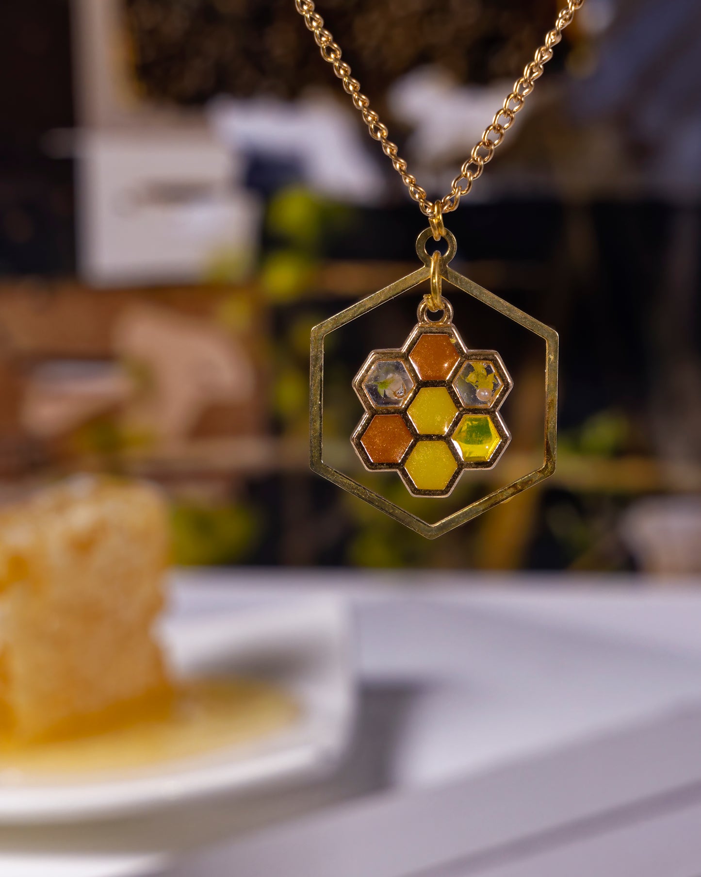 Honeycomb Framed Necklace